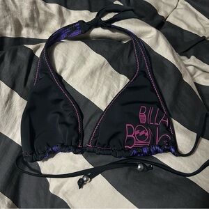 Billabong Black and Purple Halter Bikini Top Reversible